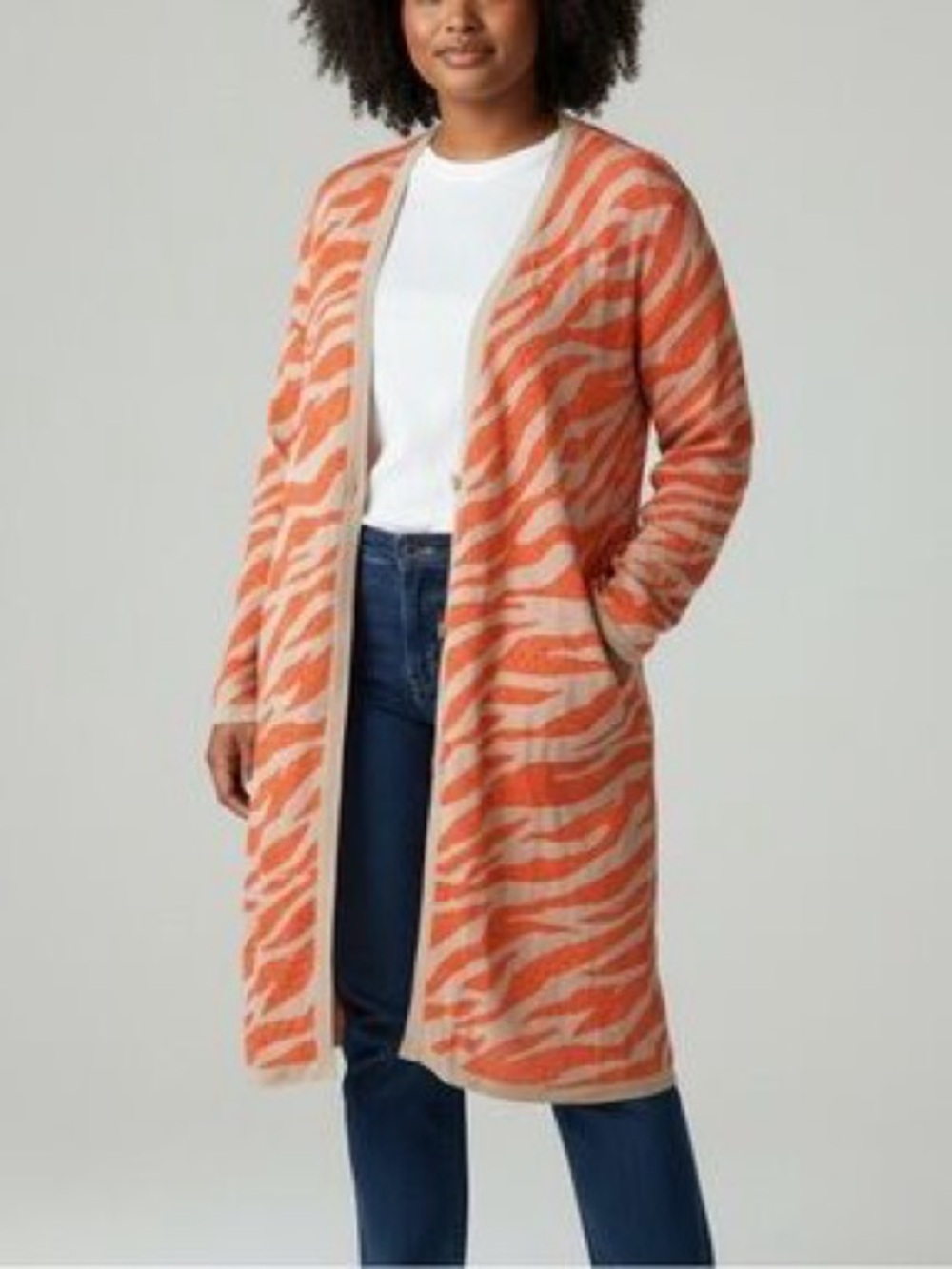 Chico’s Zebra Long Cardigan